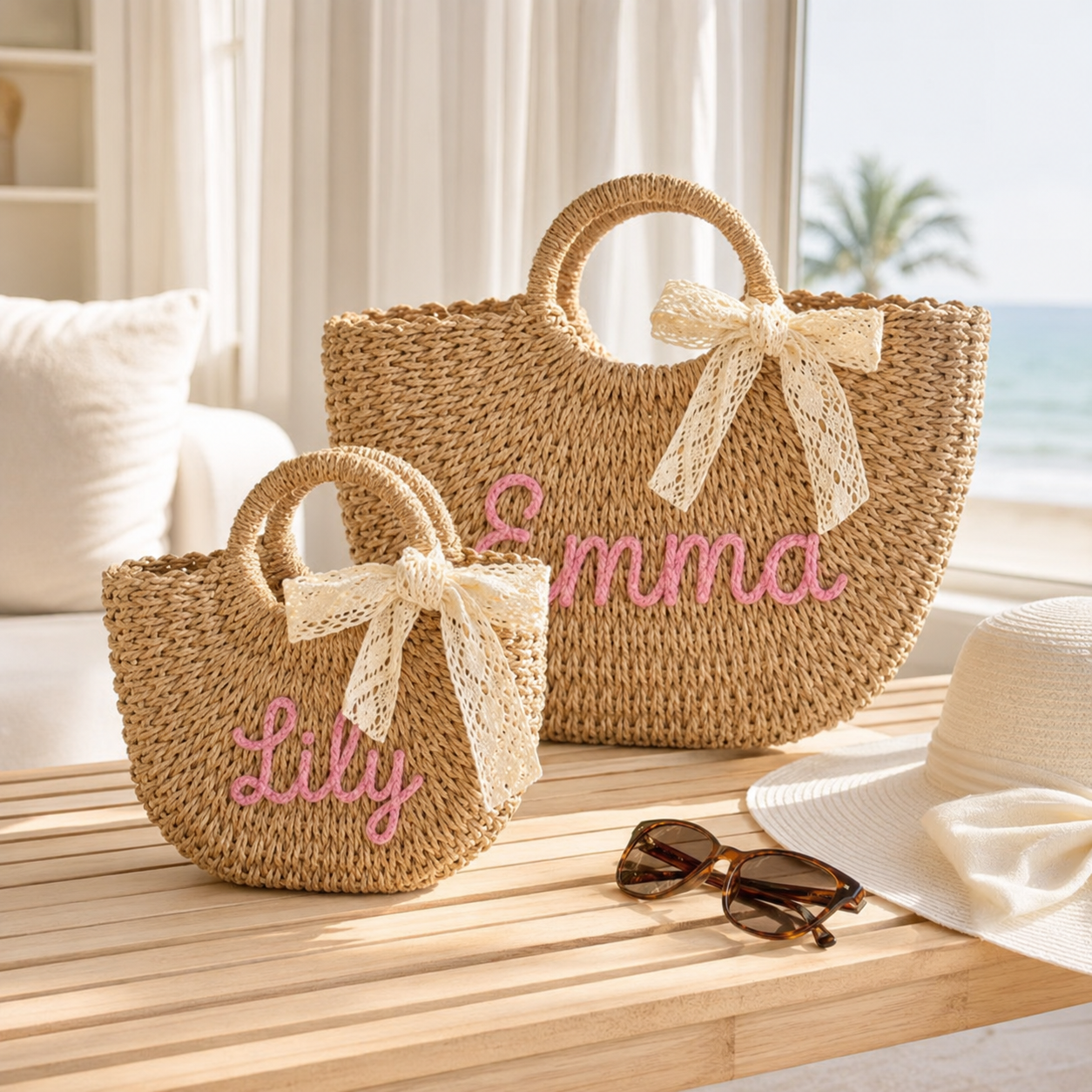Personalized Embroidered Bow Bag