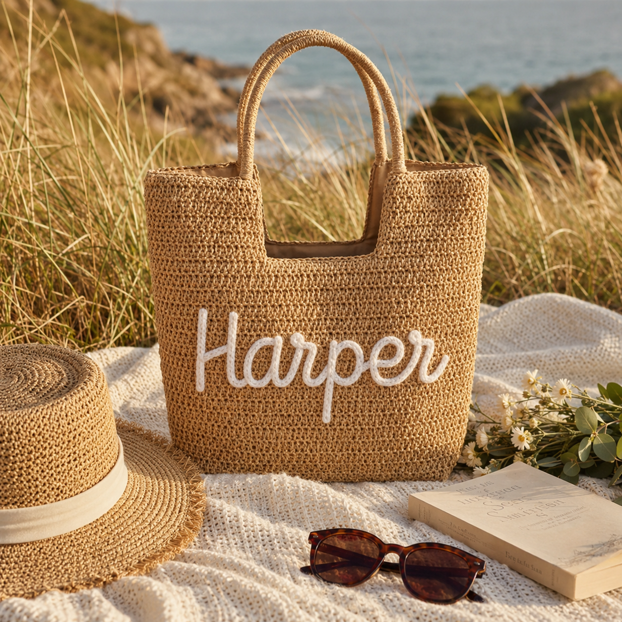 Personalized Embroidered Jute Bag