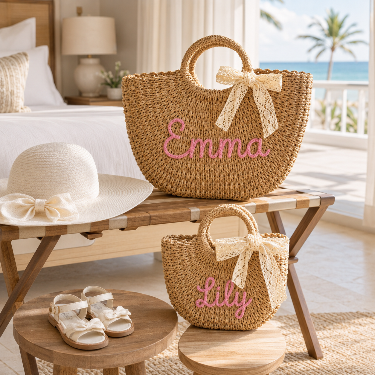 Personalized Embroidered Bow Bag