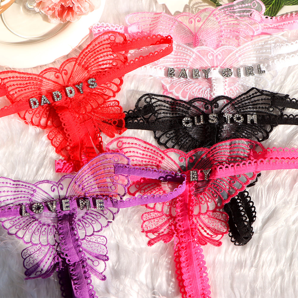 Crotchless Personalized Butterfly Thong