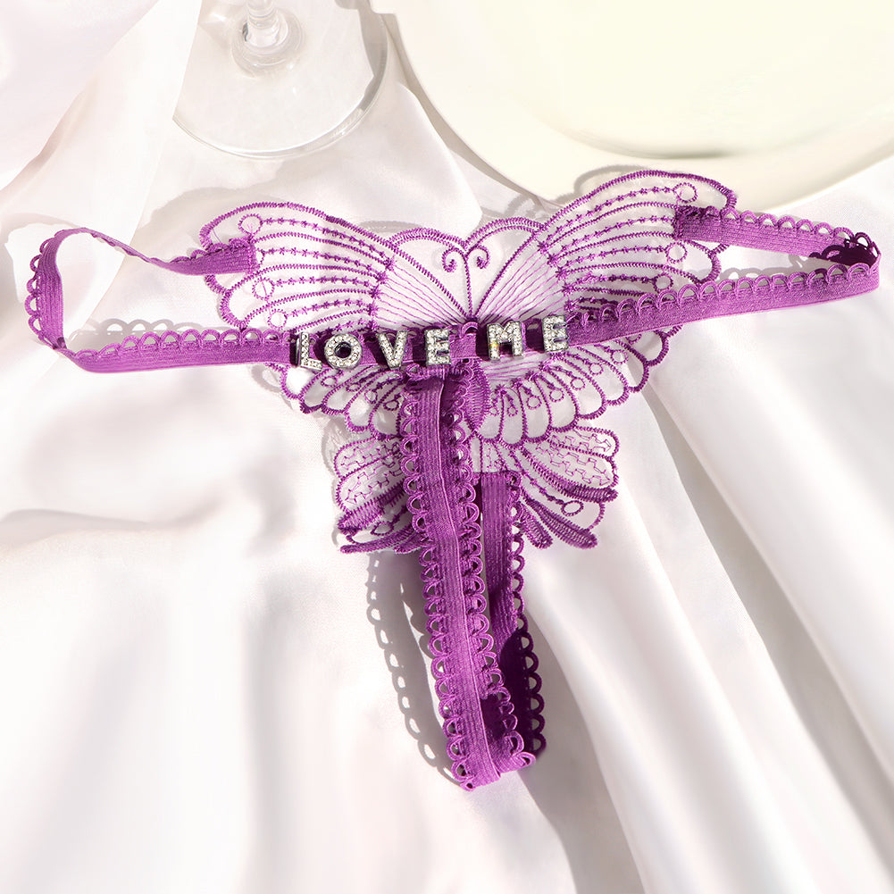 Crotchless Personalized Butterfly Thong