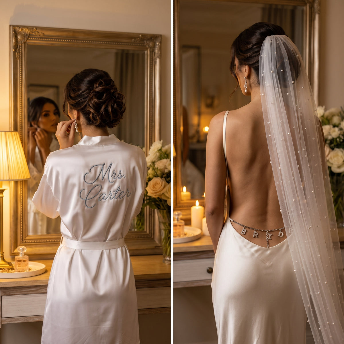 The Bride Bundle (Embroidered Robe + Bride / Wifey Thong)