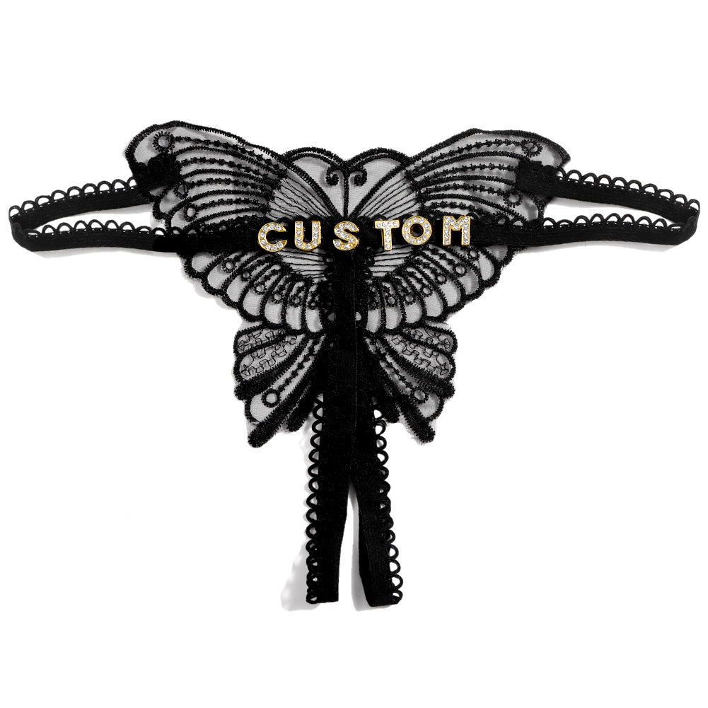 Crotchless Personalized Butterfly Thong