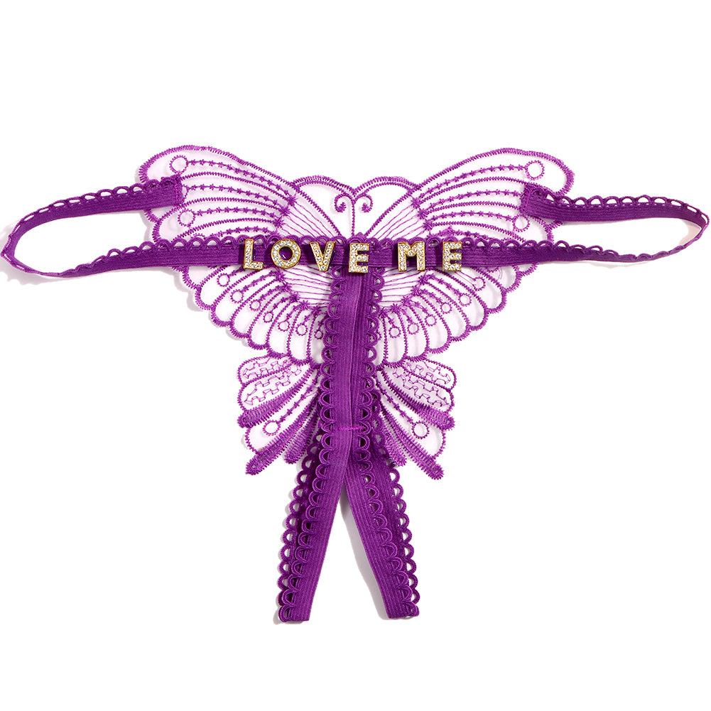 Crotchless Personalized Butterfly Thong