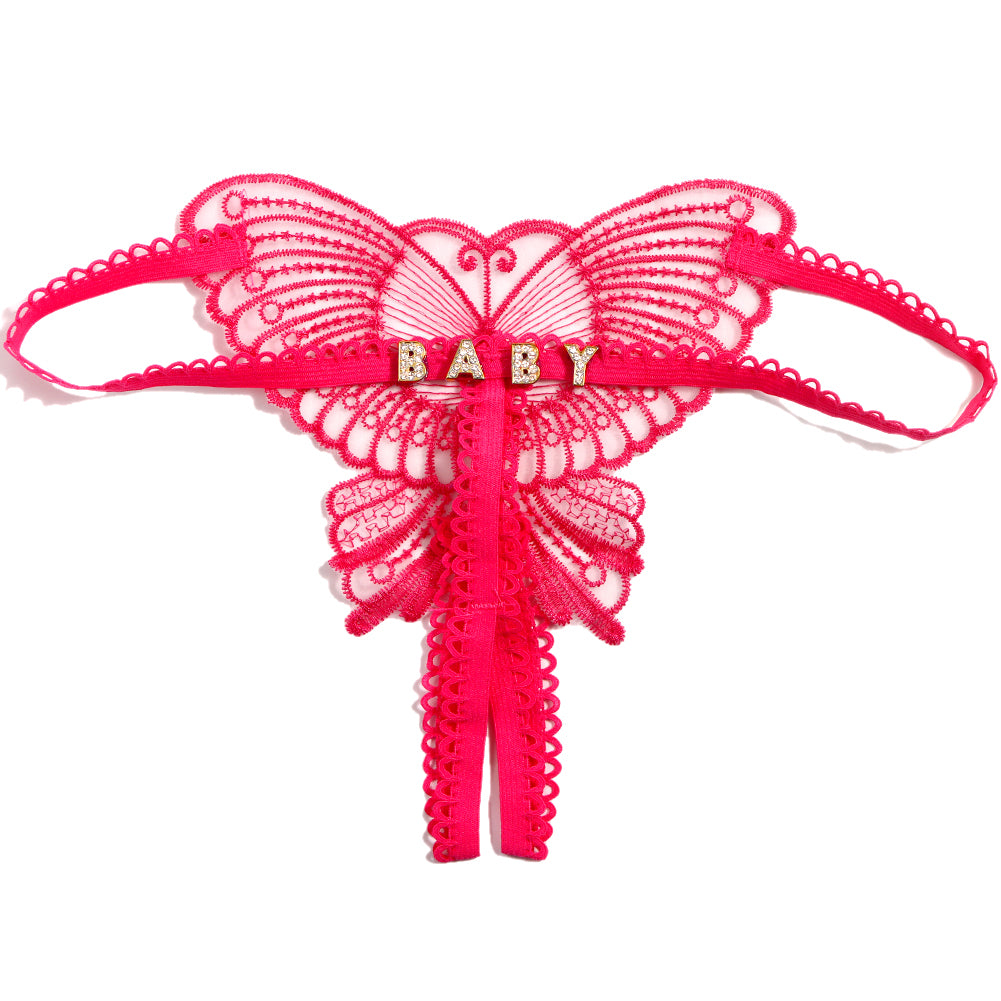Crotchless Personalized Butterfly Thong