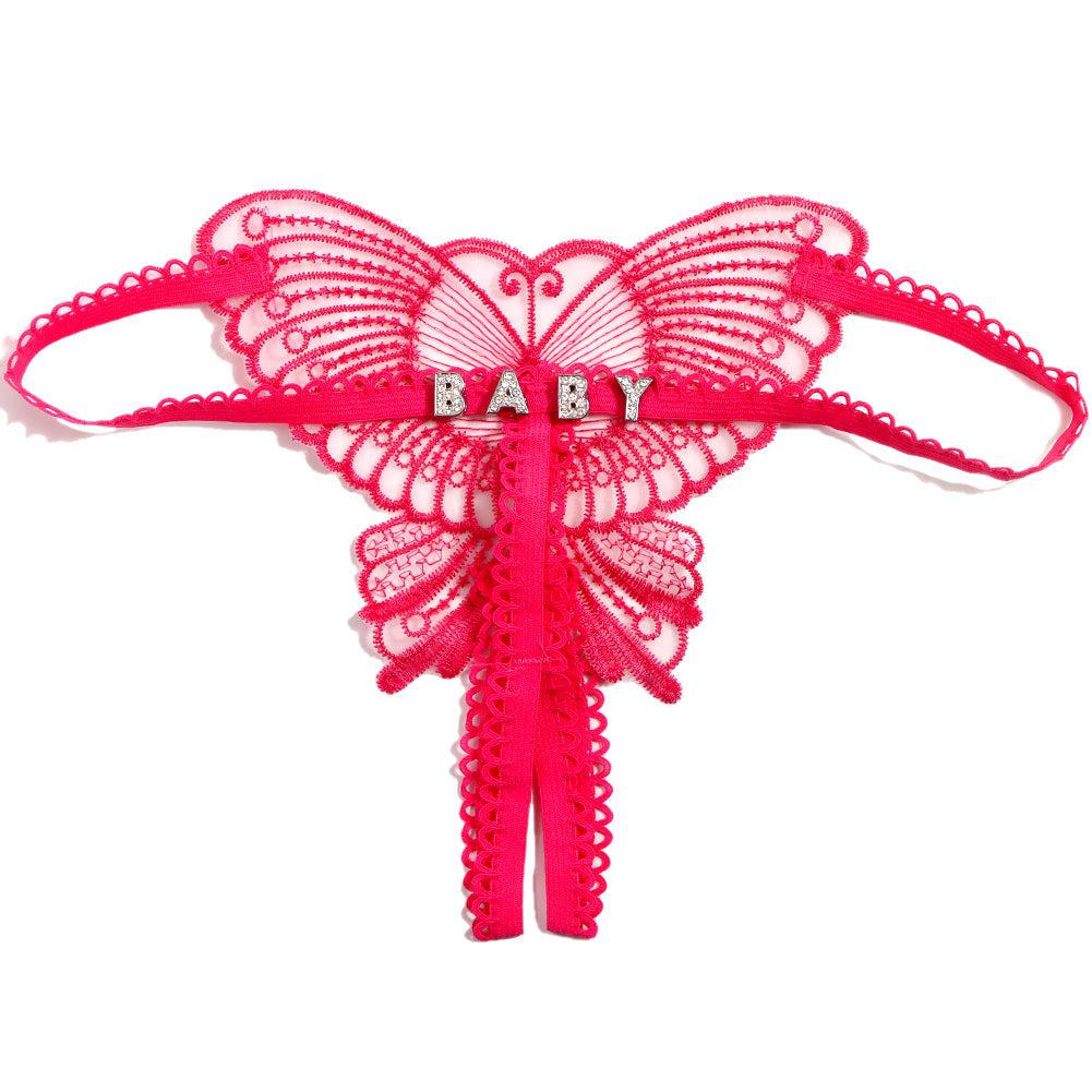 Crotchless Personalized Butterfly Thong