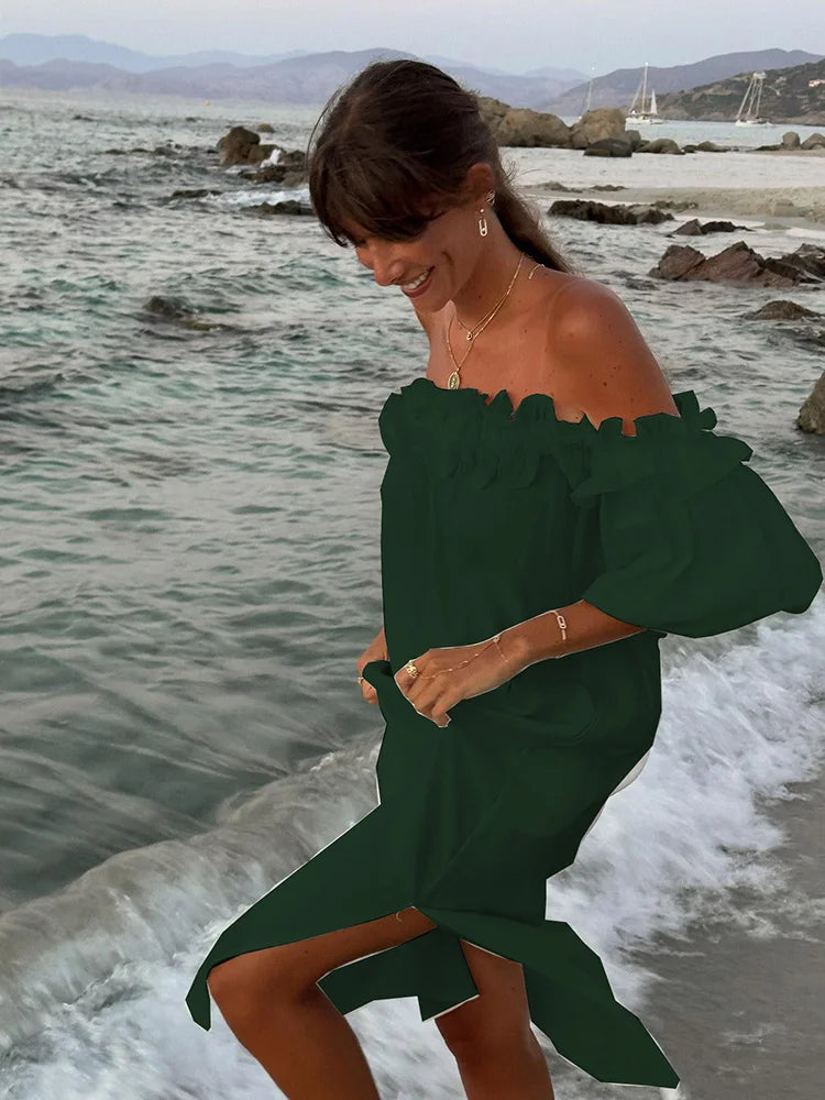 Off Shoulder Ruffles Dress