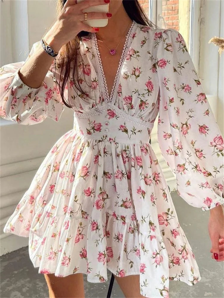 Floral Print Short Mini Dress