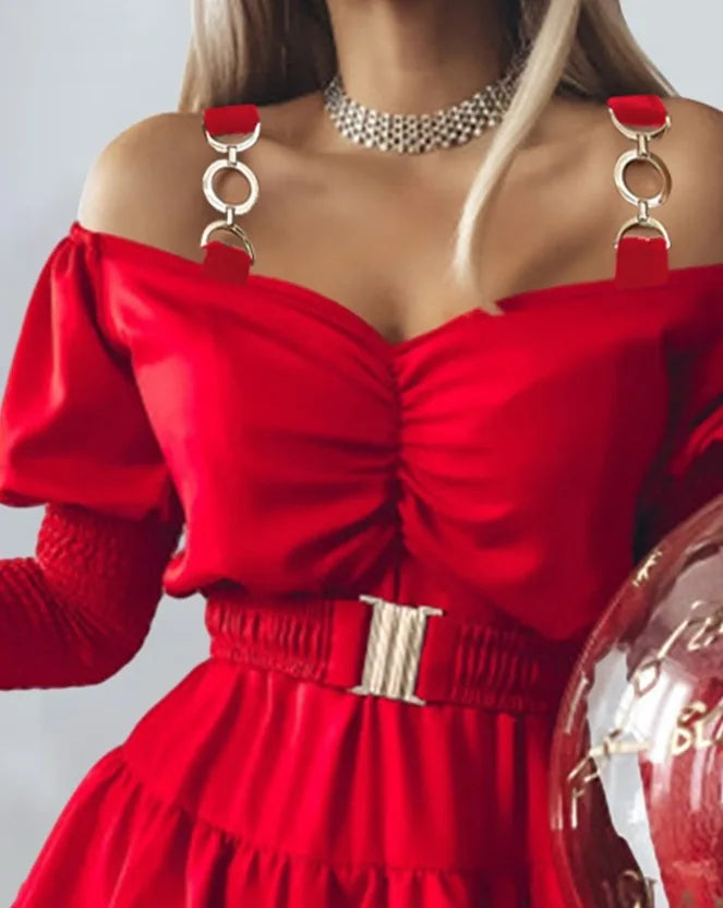 Off The Shoulder Long Sleeves Dress