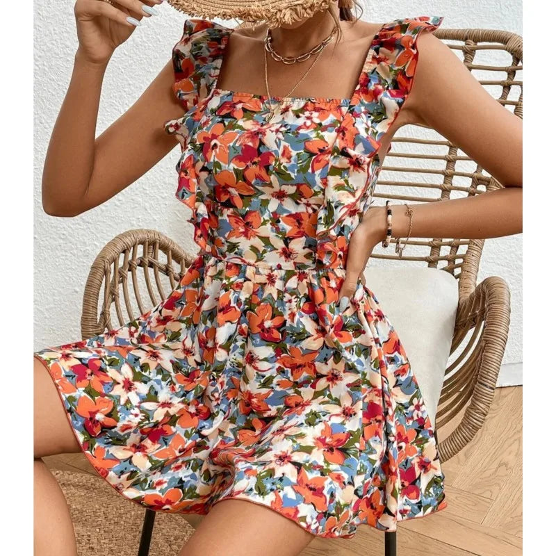 Backless Floral Jumpsuit