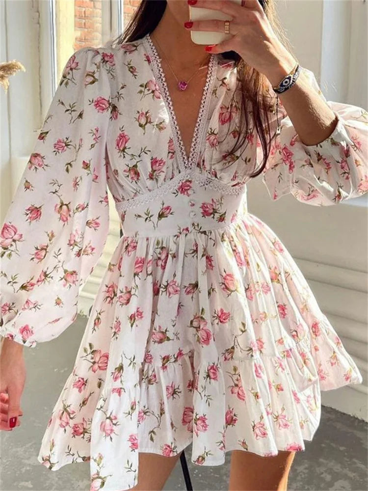 Floral Print Short Mini Dress
