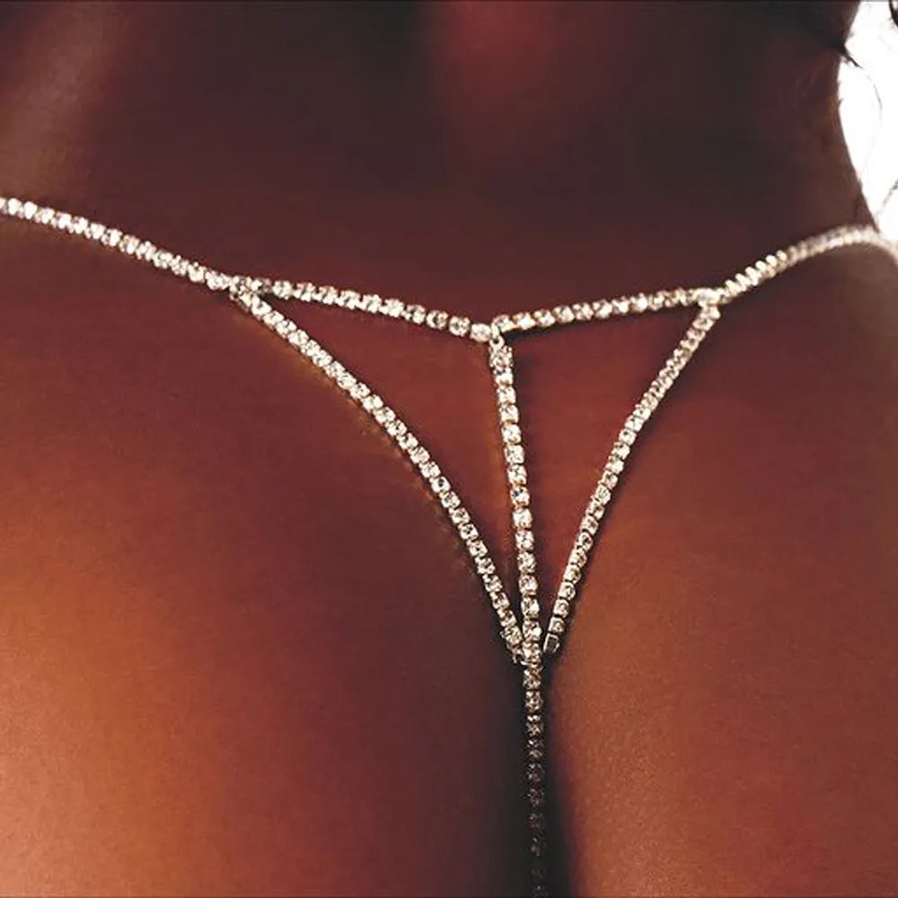 Body Chain Lingerie Crystal Thong Panties Gstring for Women Rhinestone Belly  Waist Chain Body Jewelry -  Canada