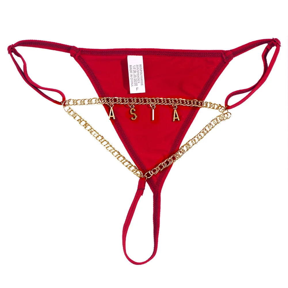 Personalized Chain Thong - Thin letters