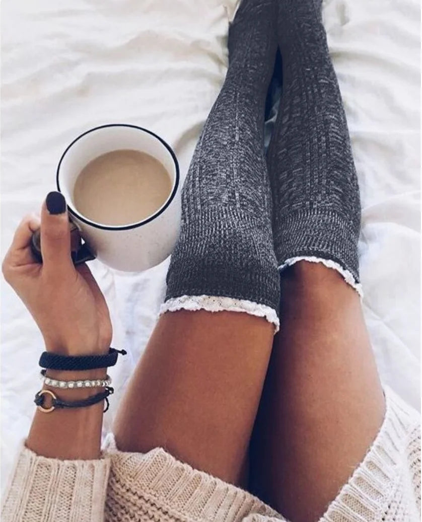 Thigh-High Lace Socks