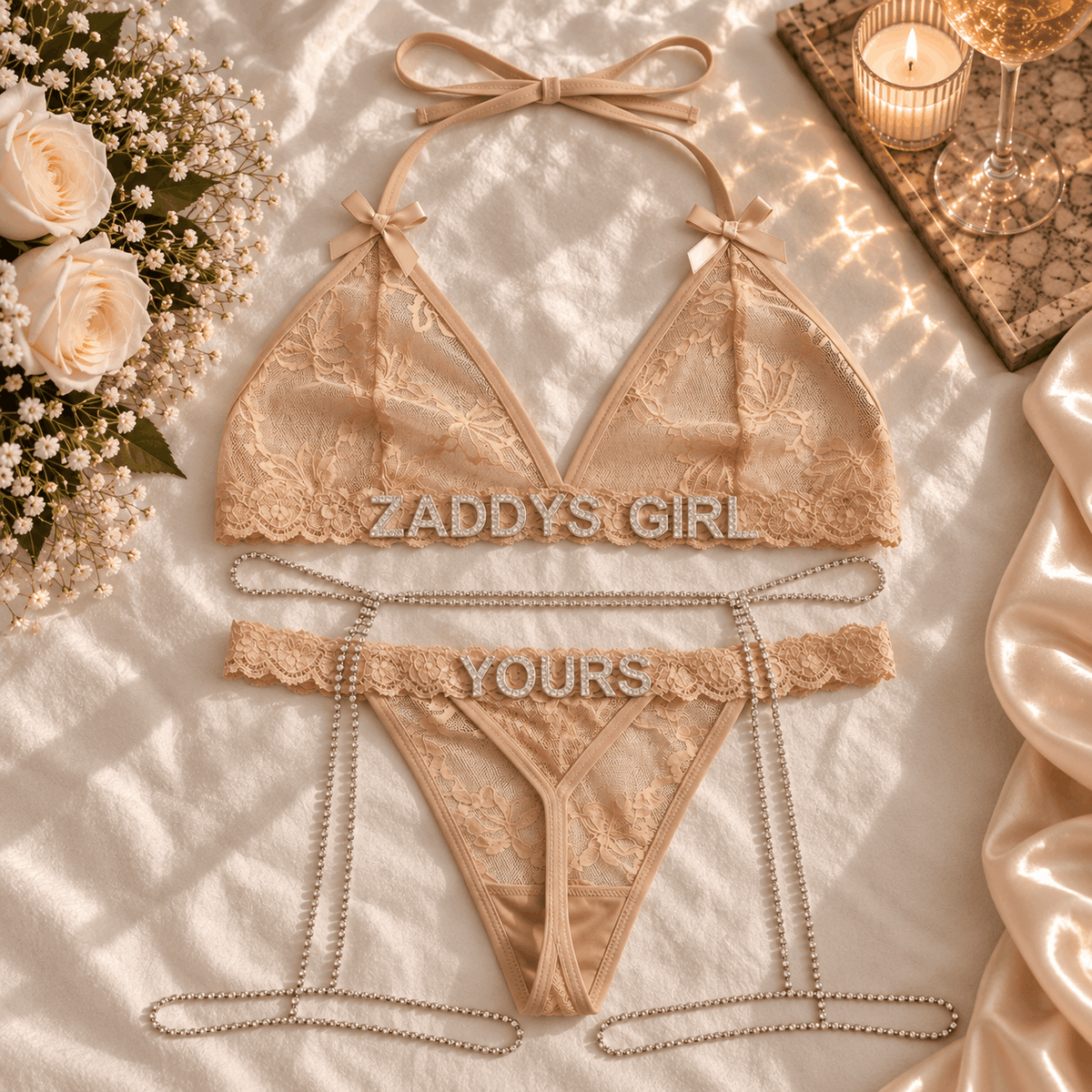 Personalized Strass Set (+ Strass Garter Belt)