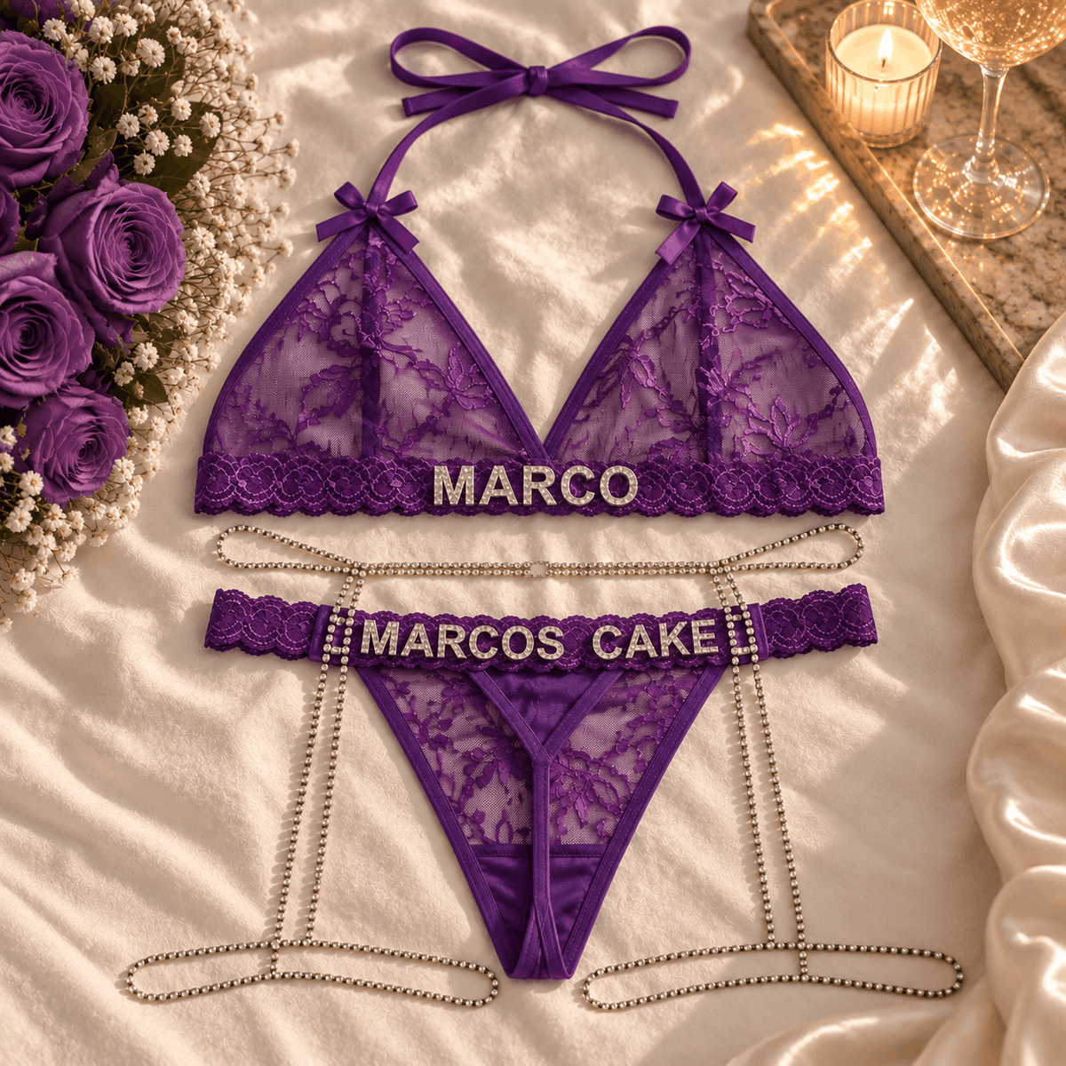 Personalized Strass Set (+ Strass Garter Belt)