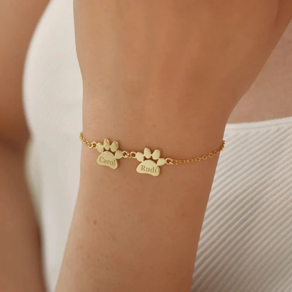 Personalized Louna Paw Print Bracelet