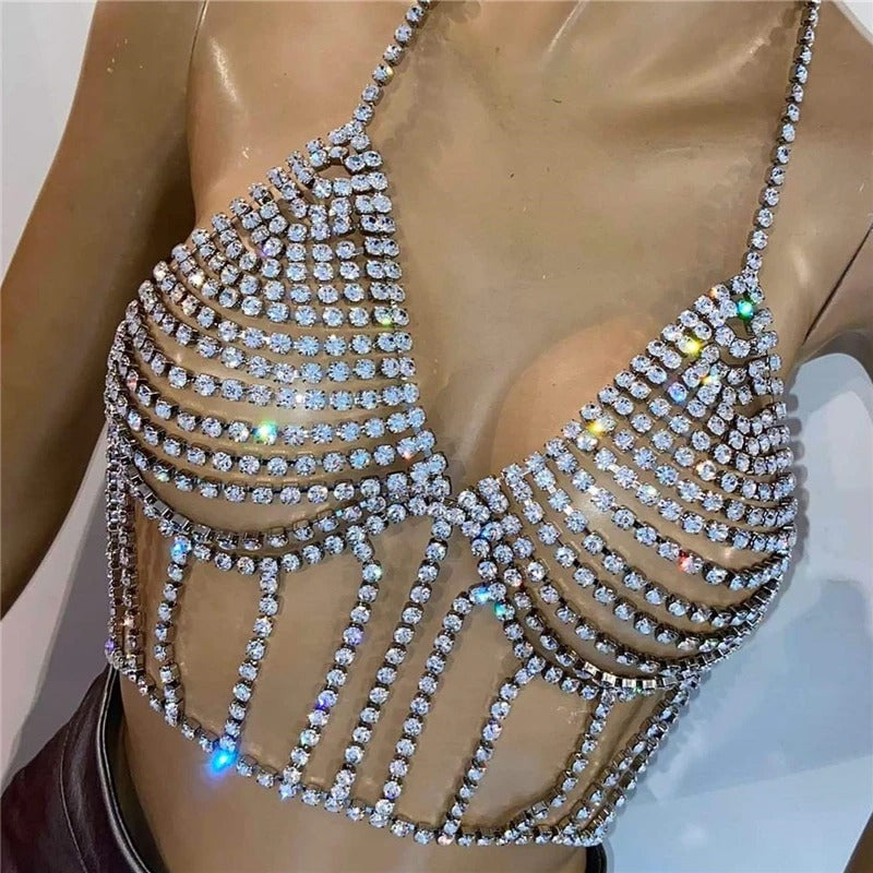 Rhinestones Bra