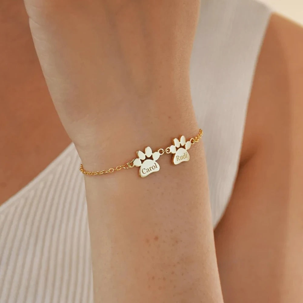 Personalized Louna Paw Print Bracelet