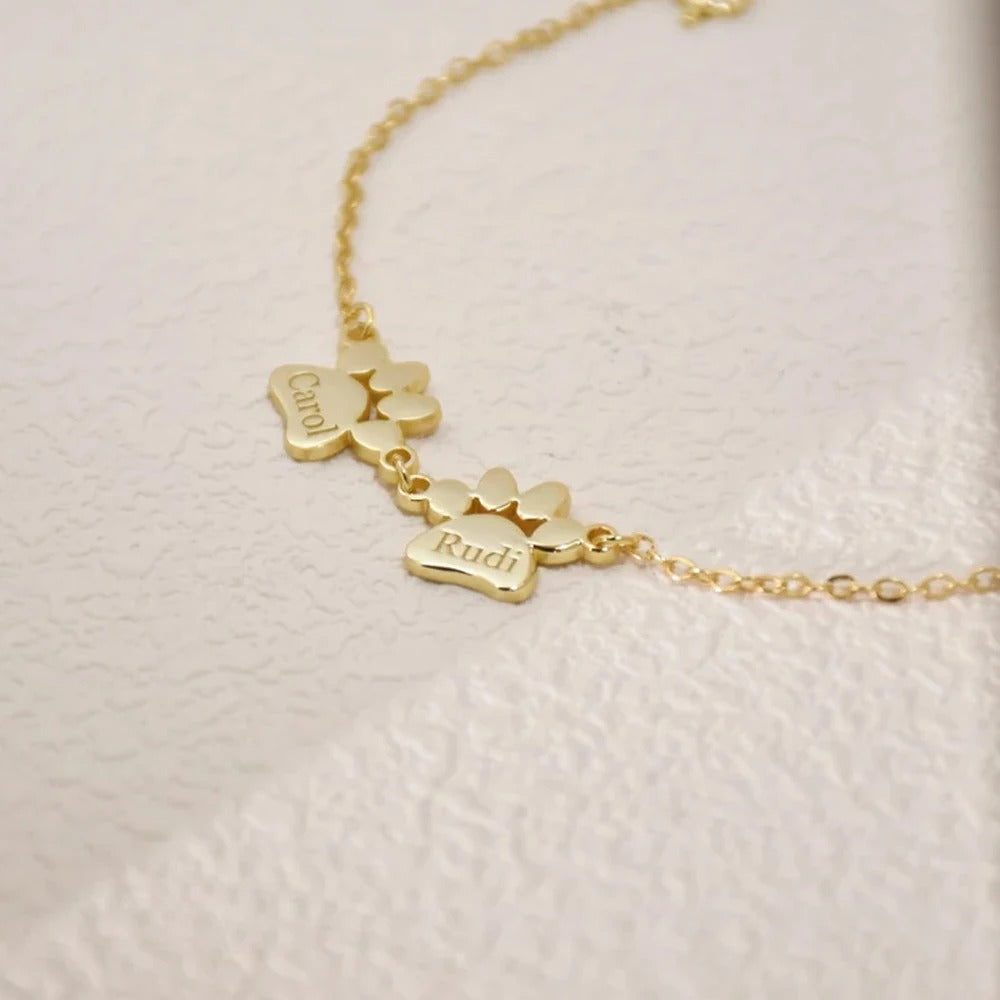 Personalized Louna Paw Print Bracelet