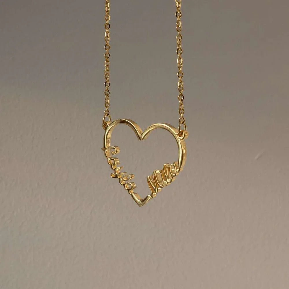 Personalized Coeur Duo Name Necklace