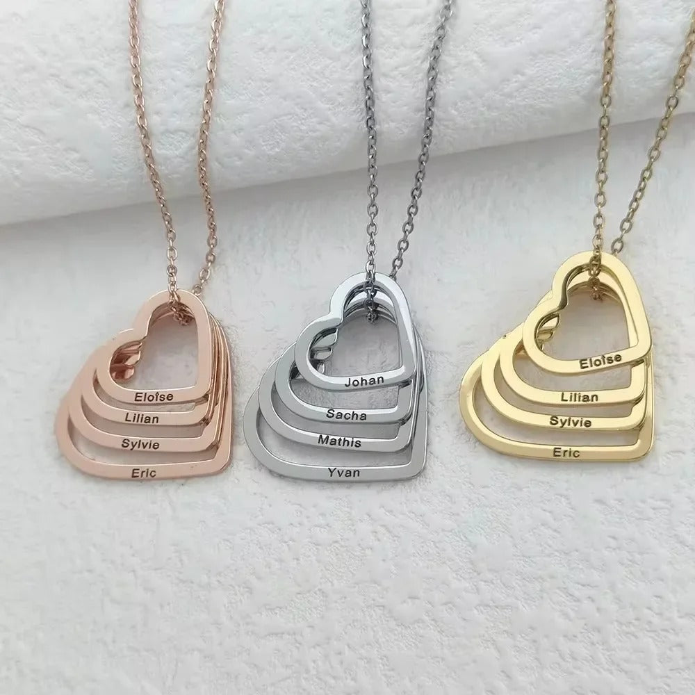 Personalized Amour Layered Heart Necklace