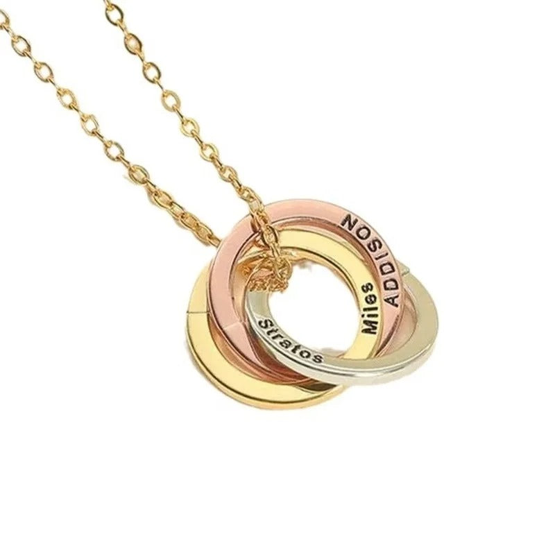 Personalized Aurora Interlocking Rings Necklace