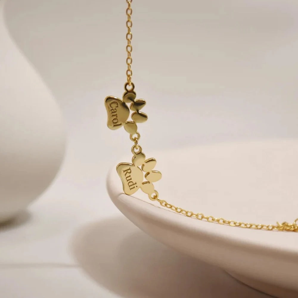 Personalized Louna Paw Print Bracelet