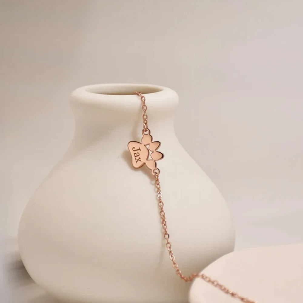 Personalized Louna Paw Print Bracelet