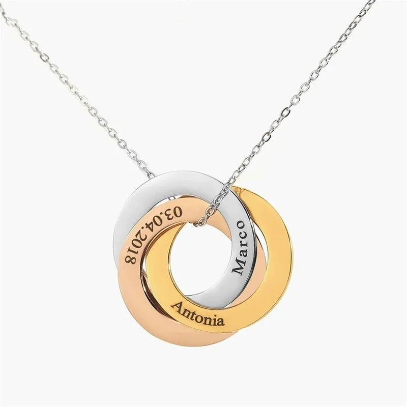 Personalized Aurora Interlocking Rings Necklace