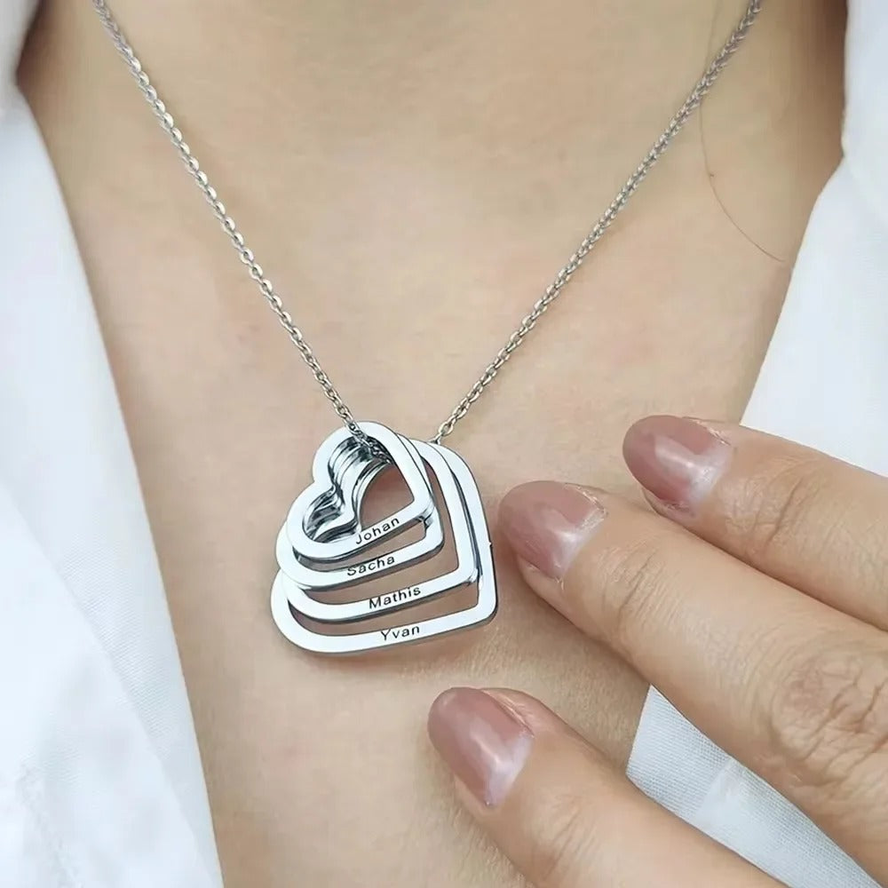 Personalized Amour Layered Heart Necklace