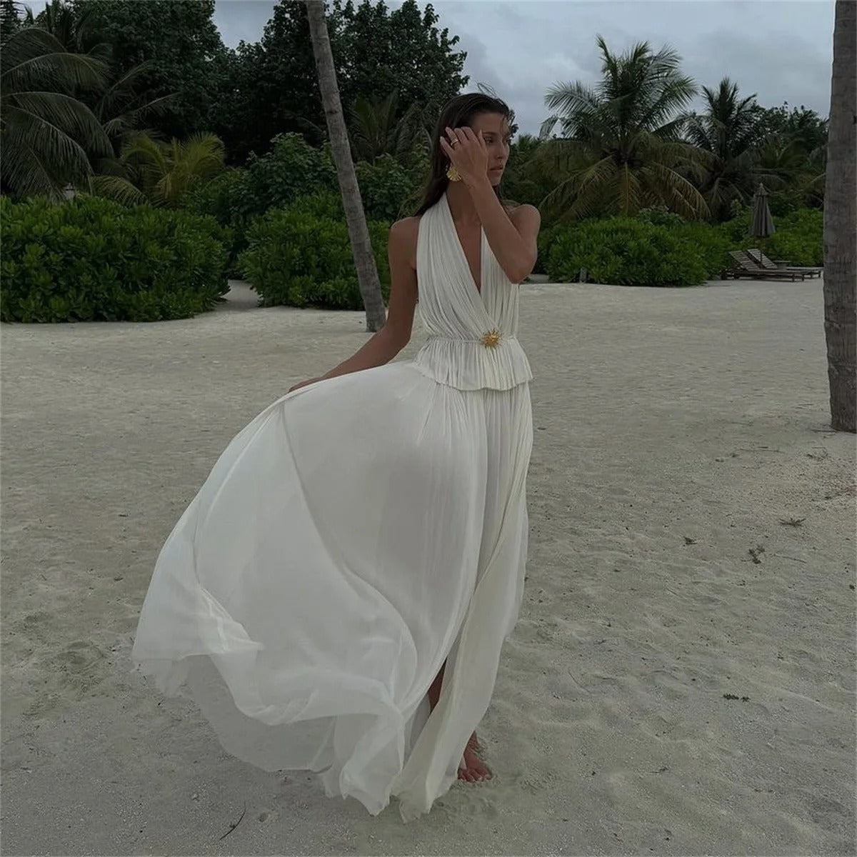 Aurea Pleated Shell Waist 3 Pieces Bikini Goddess Set