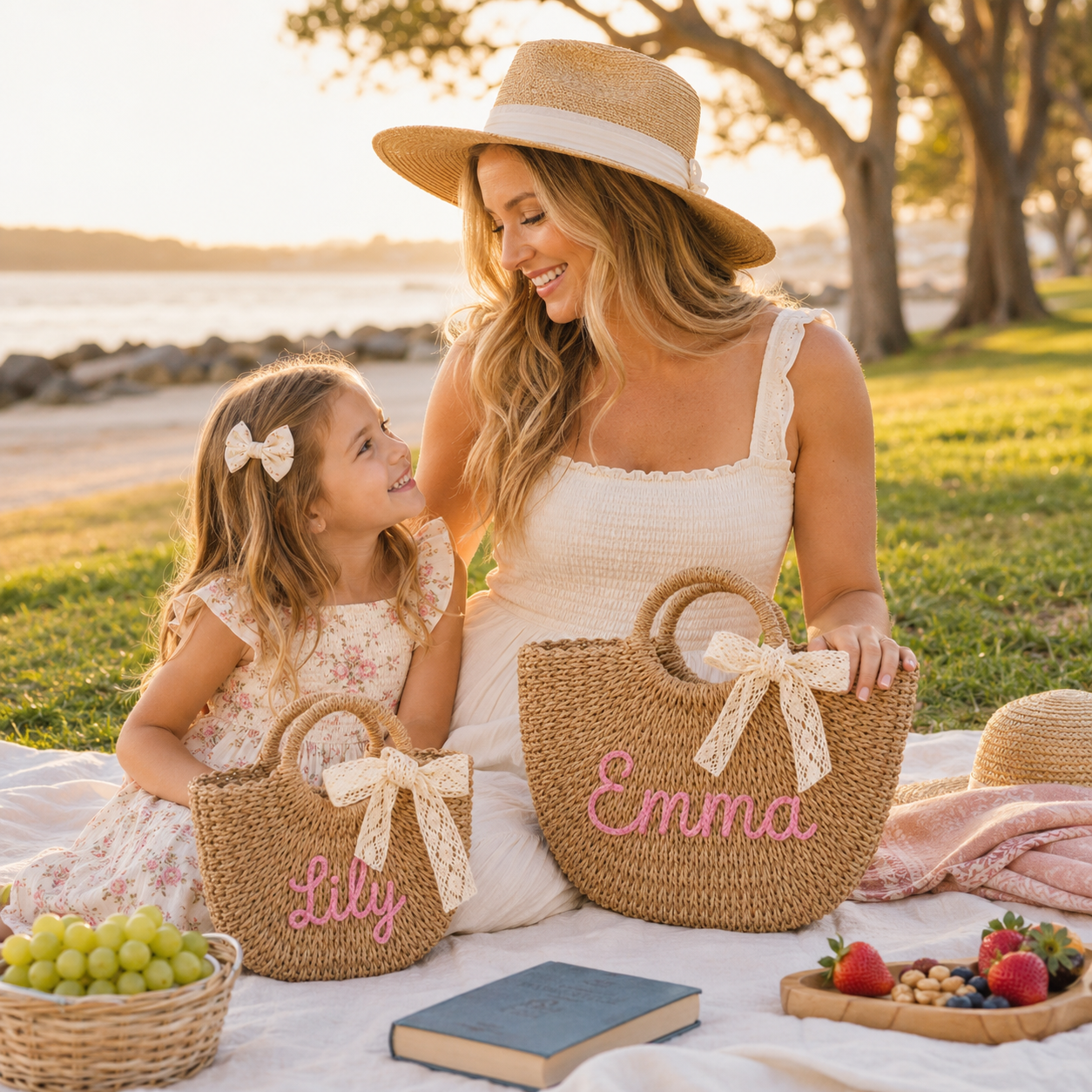 Personalized Embroidered Bow Bag