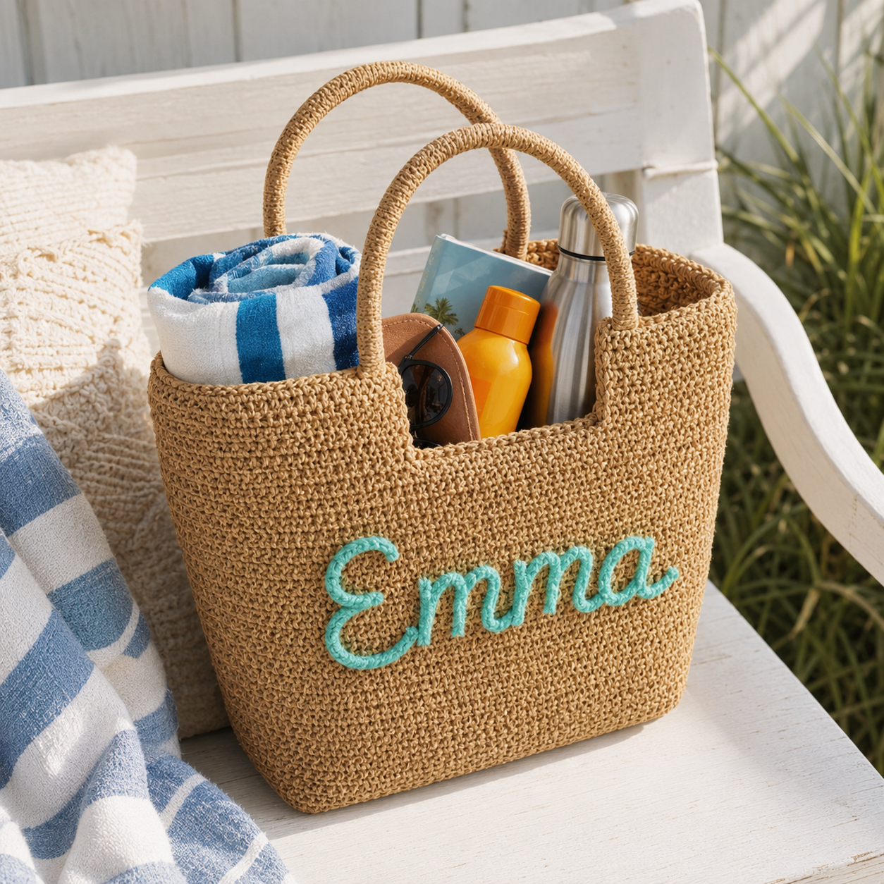 Personalized Embroidered Jute Bag