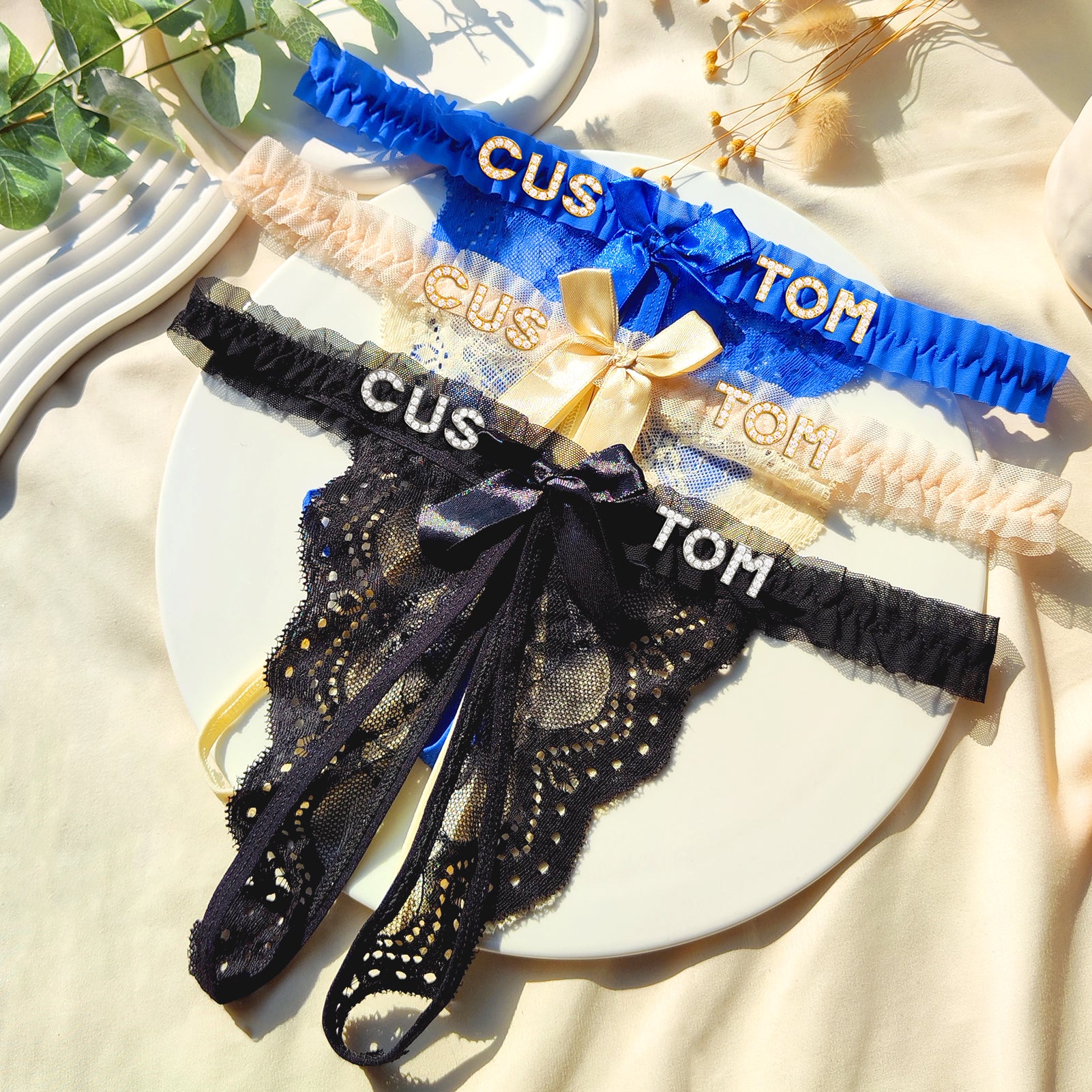 Personalized Bow Thong (Crotchless)