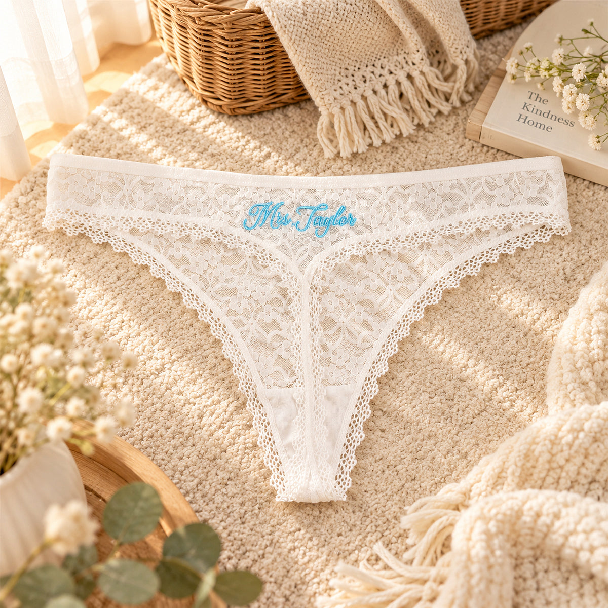 Personalized Embroidered Lace Tanga