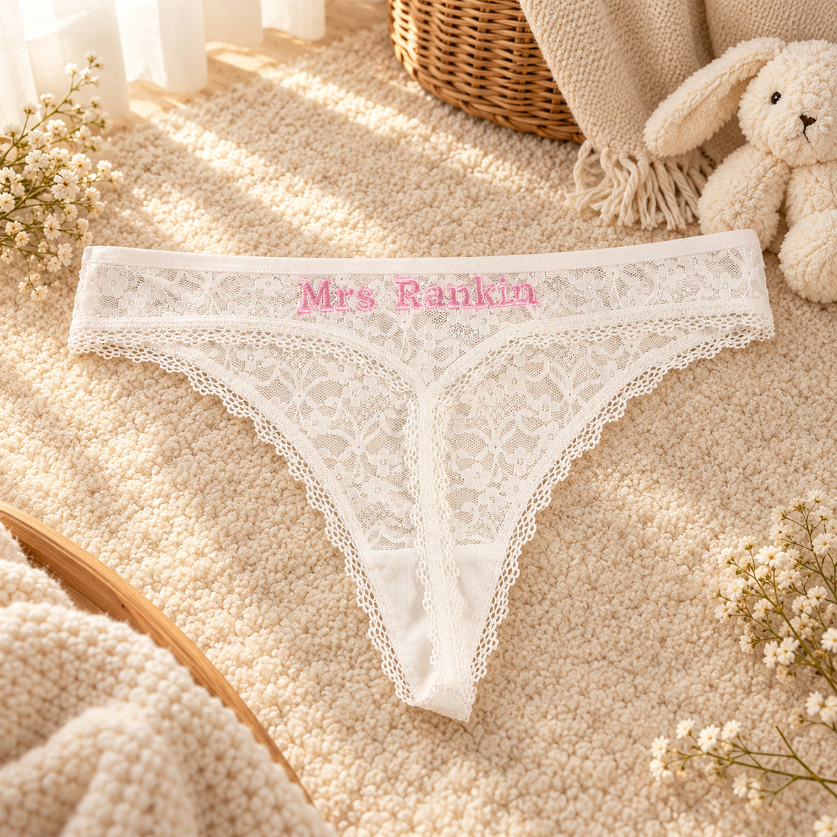 Personalized Embroidered Lace Tanga