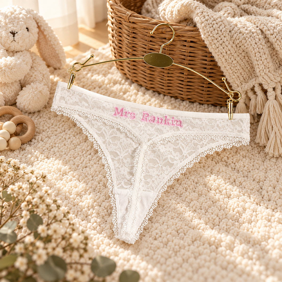 Personalized Embroidered Lace Tanga