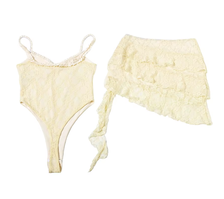 Colette Apricot Lace Wrap Mini Set