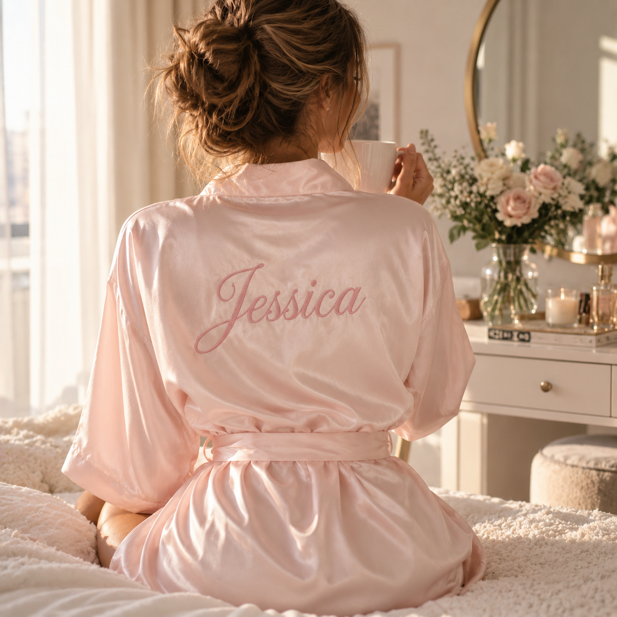 The Bride Bundle (Embroidered Robe + Bride / Wifey Thong)