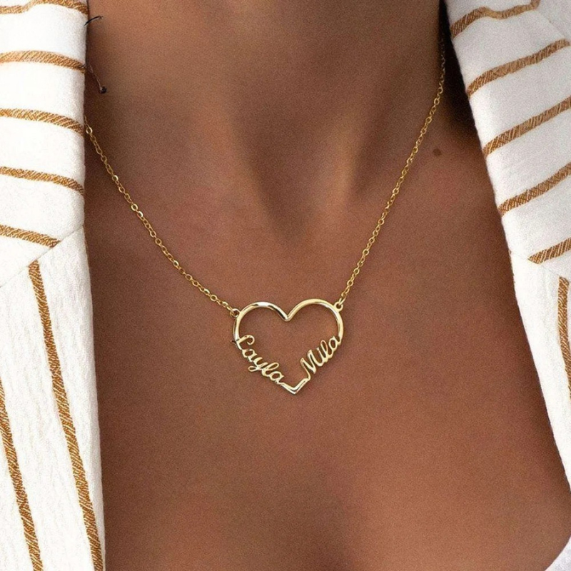 Personalized Coeur Duo Name Necklace