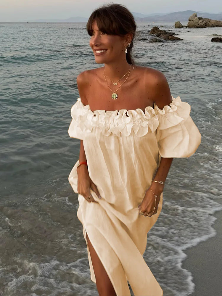 Off Shoulder Ruffles Dress