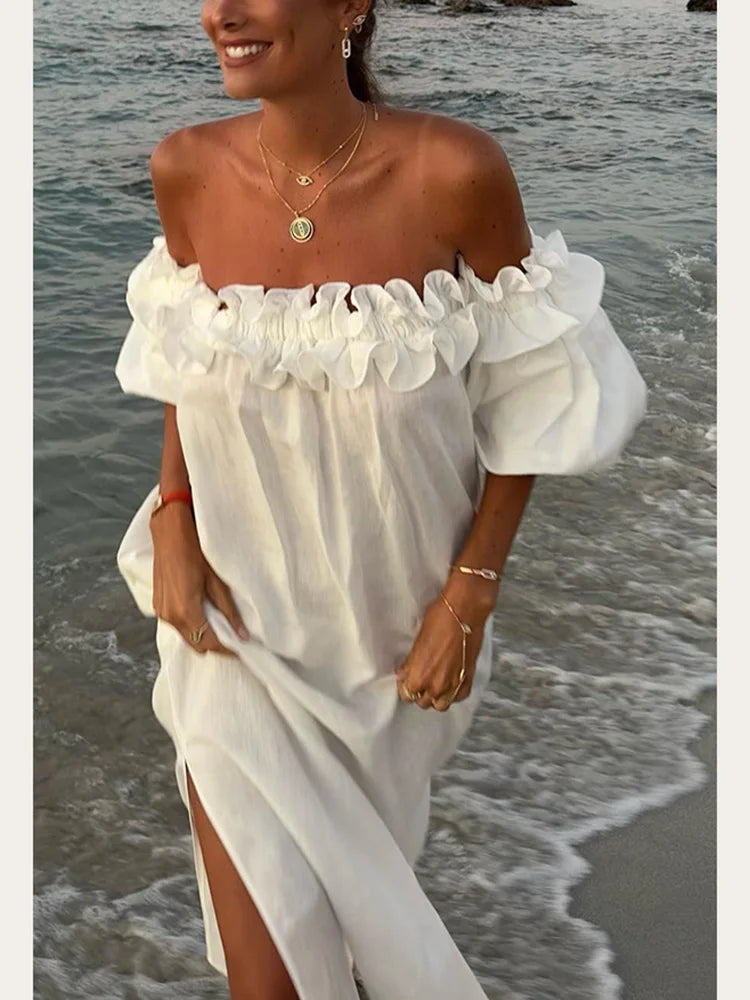 Off Shoulder Ruffles Dress