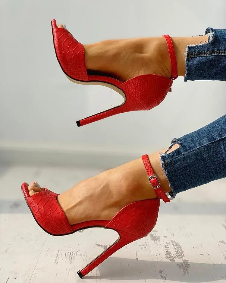 Ankle Strap Peep Toe High Heels