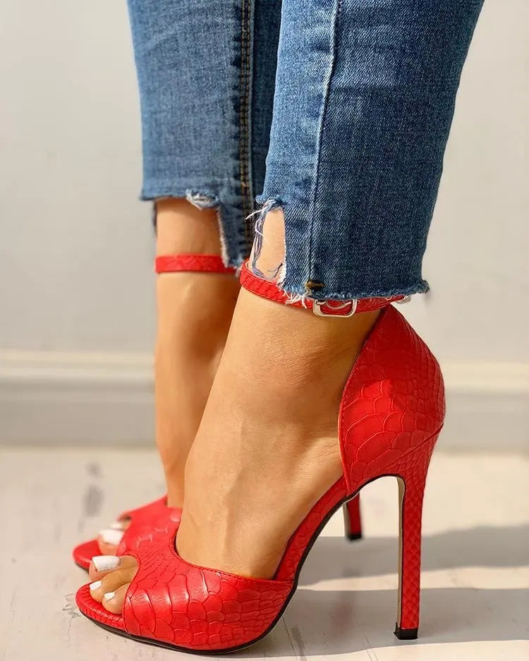 Ankle Strap Peep Toe High Heels