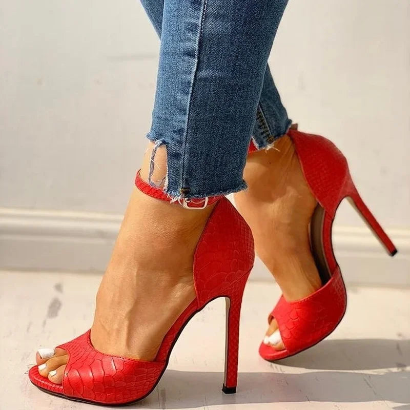 Ankle Strap Peep Toe High Heels