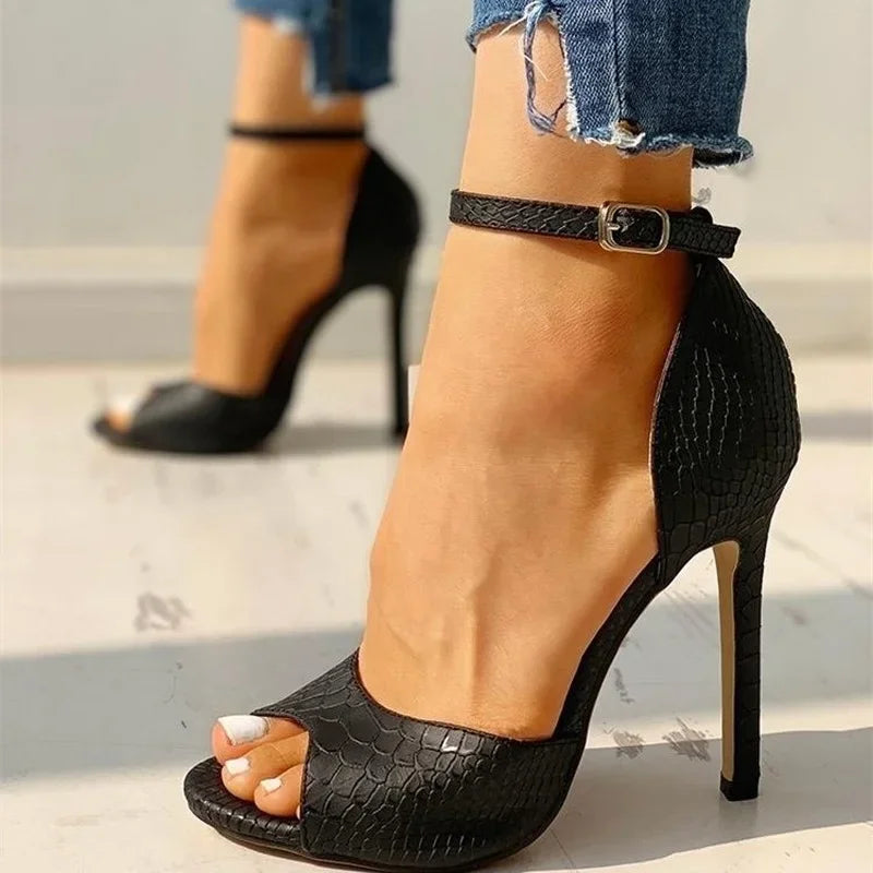 Ankle Strap Peep Toe High Heels