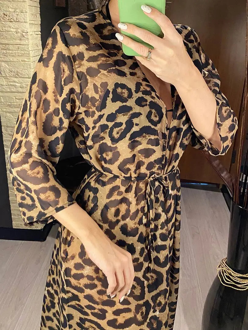 Leopard Printed Beach Cover Up