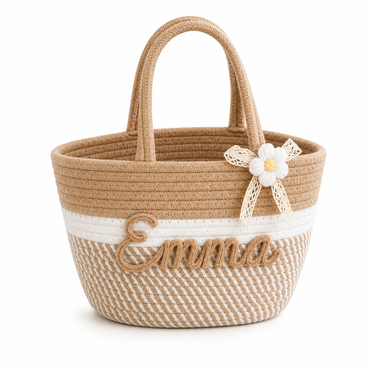 Personalized Embroidered Jute Flower Bag