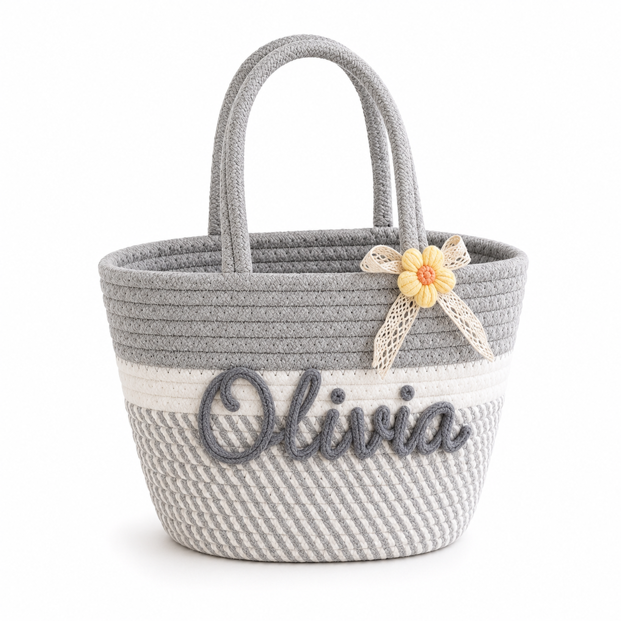 Personalized Embroidered Jute Flower Bag
